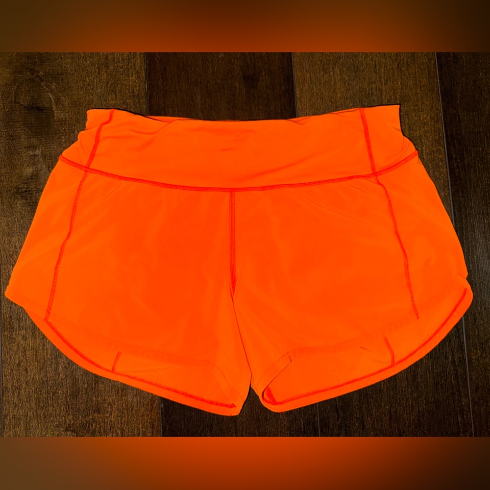 Lululemon Orange Speed Up Shorts